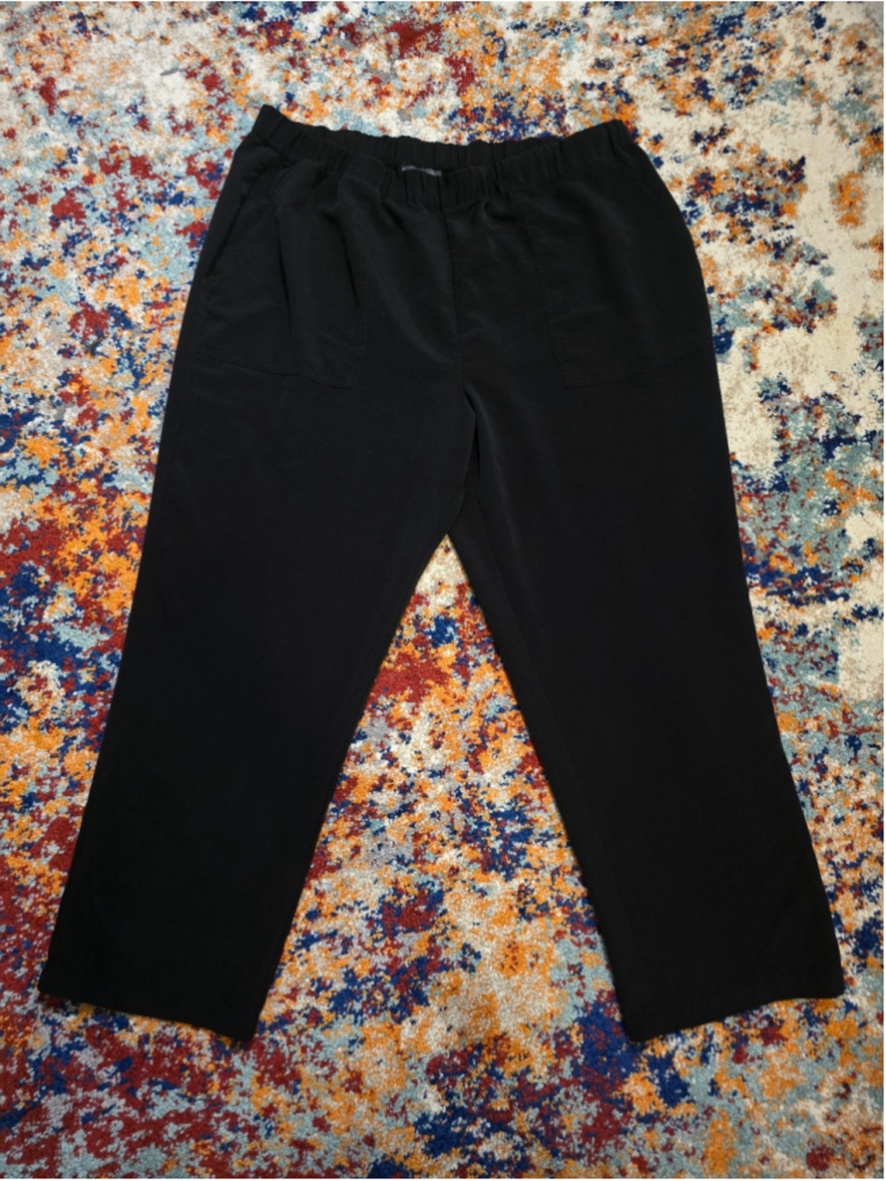 Vince Camuto Pull On Front Patch Pocket Pants Black Stretch Wide Leg Ankle XL